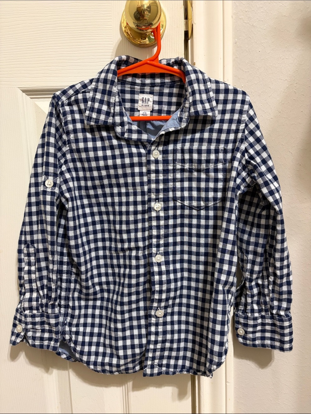 GAP Blue & White Gingham Button-Down Shirt for Kids